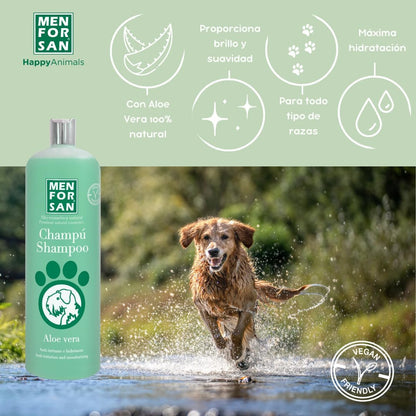 MENFORSAN Champú Aloe Vera Para Perros | Hidrata En Profundidad | Acción anti Irritaciones Y anti Eczemas | 100% Natural | Herbácea | 1L