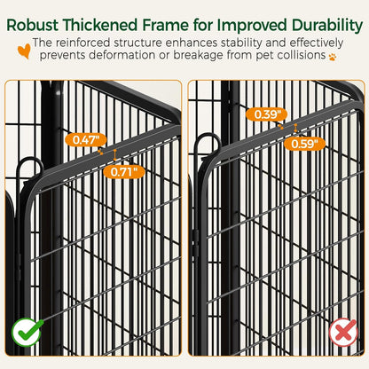 Yaheetech 32In 16-Panel Metal Dog Playpen Fence for Indoor Yard RV Camping | Heavy-Duty Rustproof Frame with Secure Latch Door, Tool-Free Assembly, Foldable Storage, Ideal for Small to Medium Dog Breeds